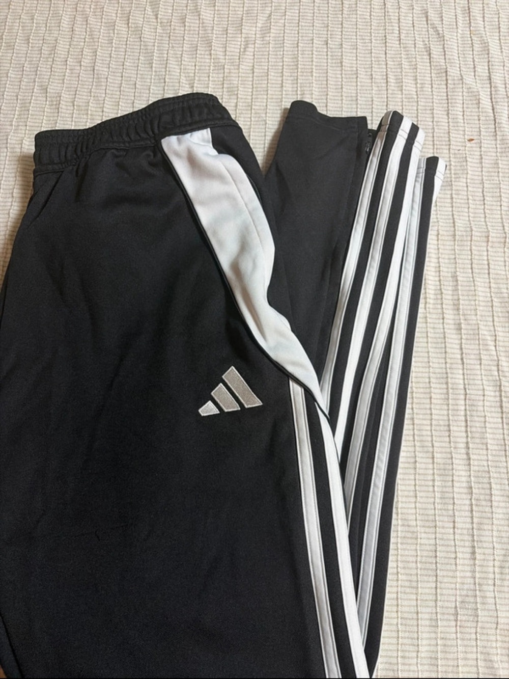 adidas Black Joggers with White Side Stripes